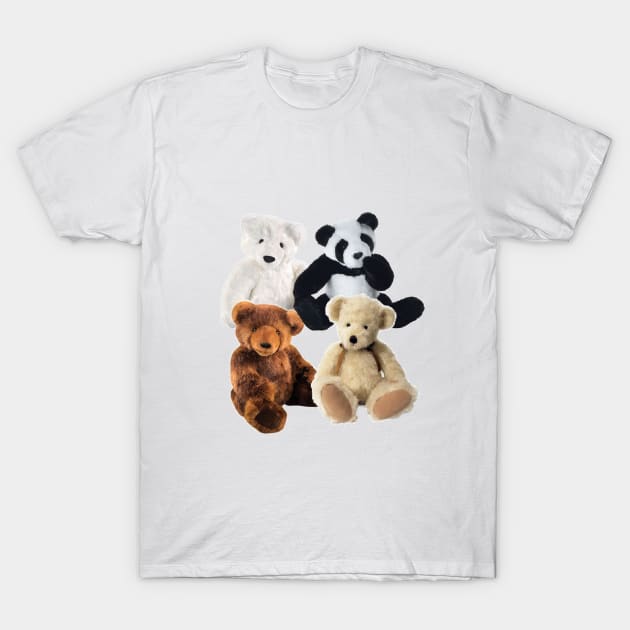 Four Stuffed toy bears T-Shirt by dodgerfl